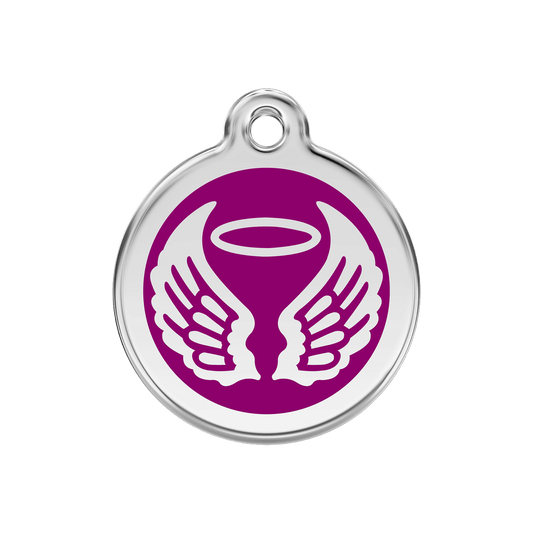  Red Dingo Stainless Steel Engraved Dog Tag Angel Wings Purple