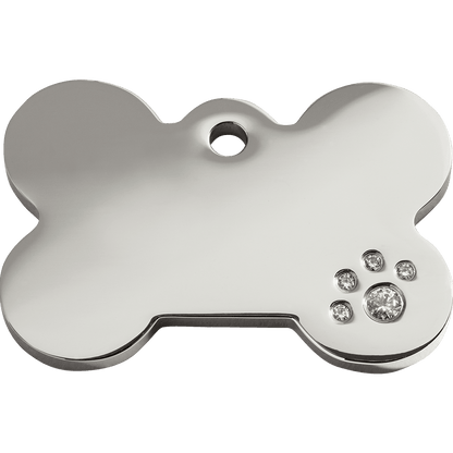  Red Dingo Diamante Engraved Dog Tag Bone