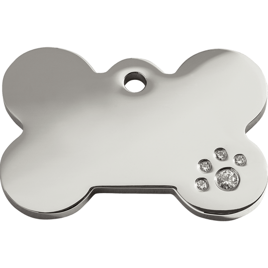  Red Dingo Diamante Engraved Dog Tag Bone