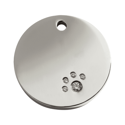  Red Dingo Diamante Paw Engraved Dog Tag Circle