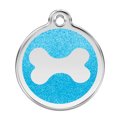  Red Dingo Glitter Engraved Dog Tag Bone Aqua