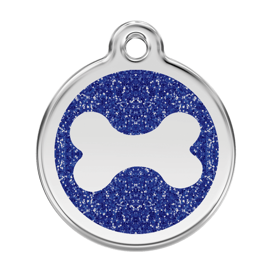 Red Dingo Glitter Engraved Dog Tag Bone Navy