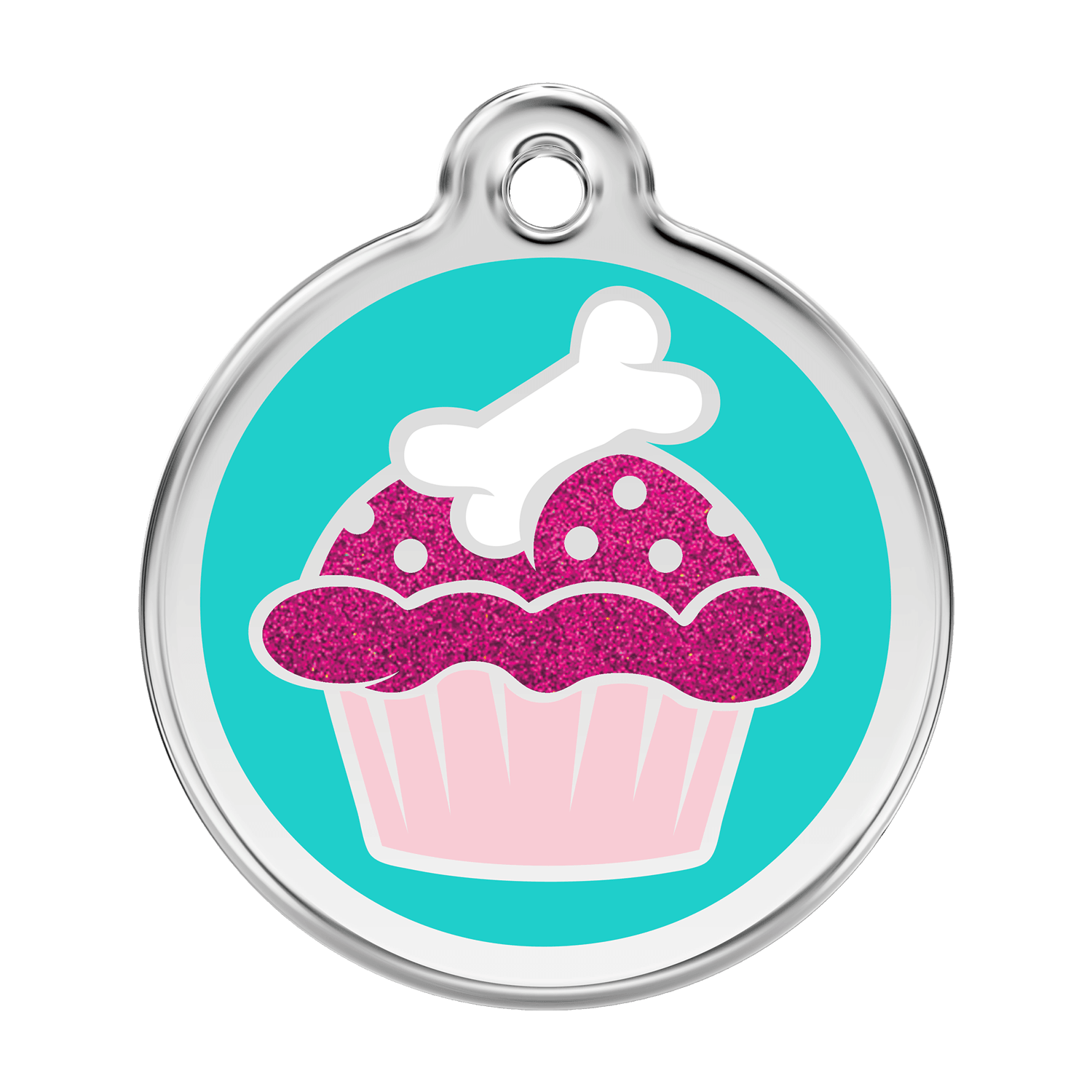  Red Dingo Glitter Engraved Dog Tag Cupcake Aqua