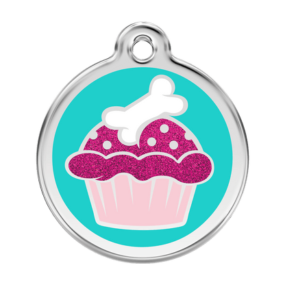  Red Dingo Glitter Engraved Dog Tag Cupcake Aqua