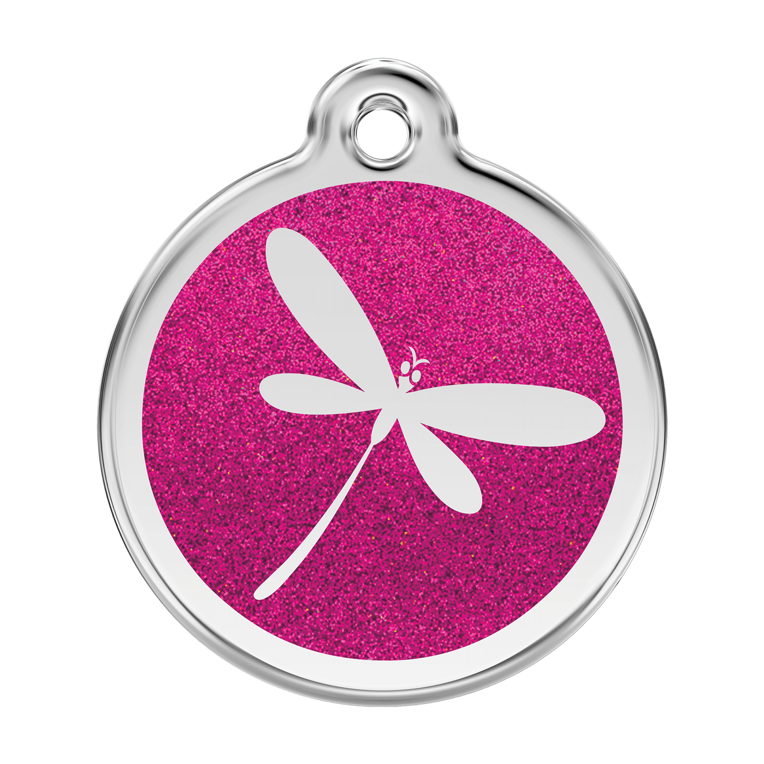  Red Dingo Glitter Engraved Dog Tag Dragonfly Hot Pink