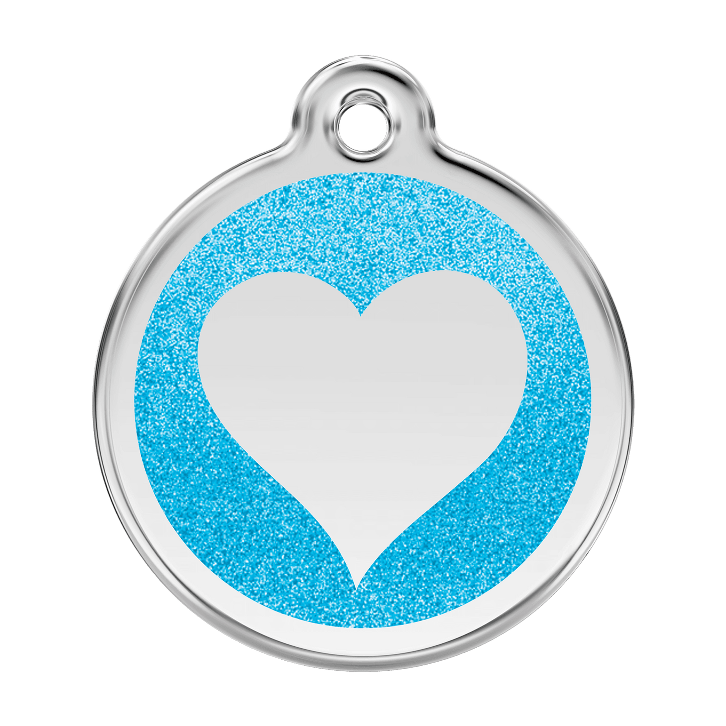  Red Dingo Glitter Engraved Dog Tag Heart Aqua