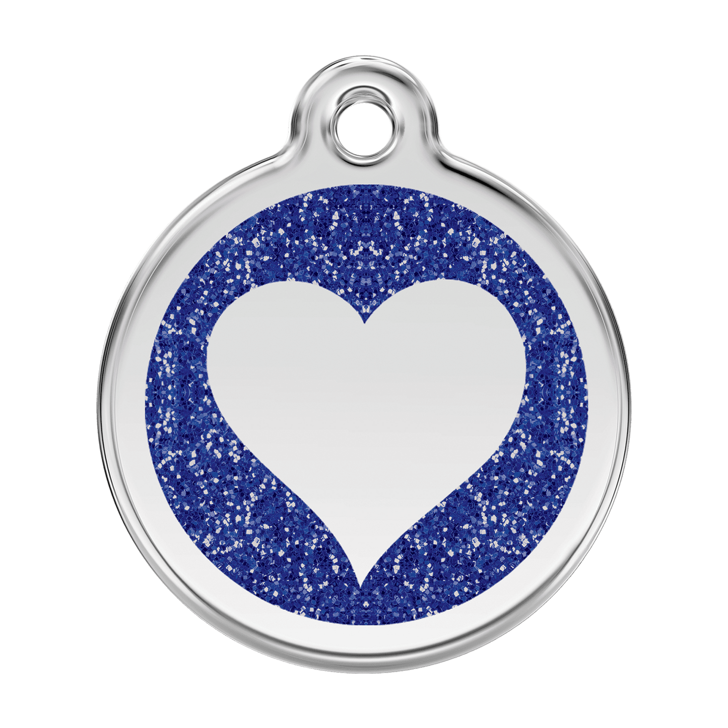  Red Dingo Glitter Engraved Dog Tag Heart Navy
