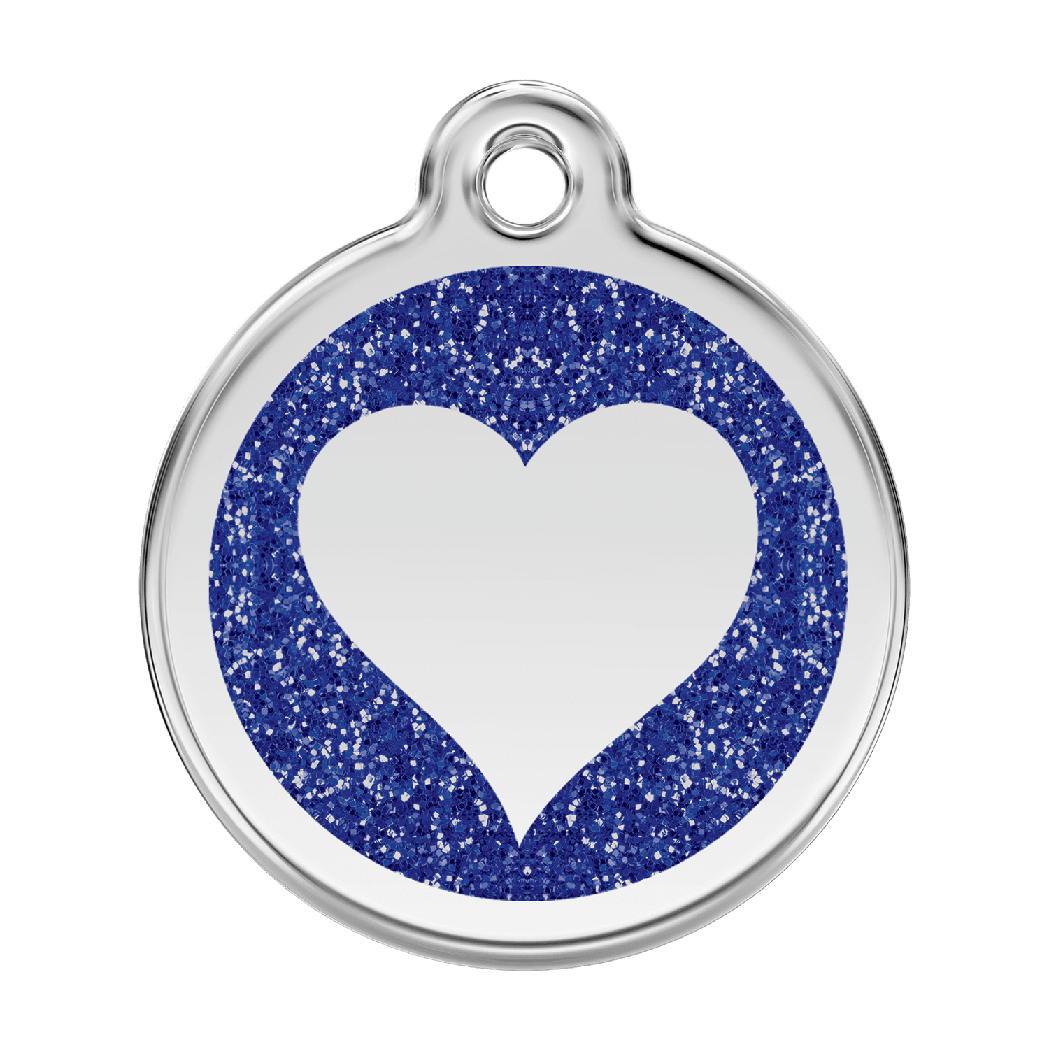  Red Dingo Glitter Engraved Dog Tag Heart Navy