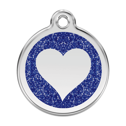  Red Dingo Glitter Engraved Dog Tag Heart Navy