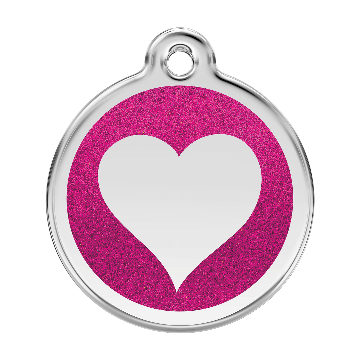  Red Dingo Glitter Engraved Dog Tag Heart Hot Pink