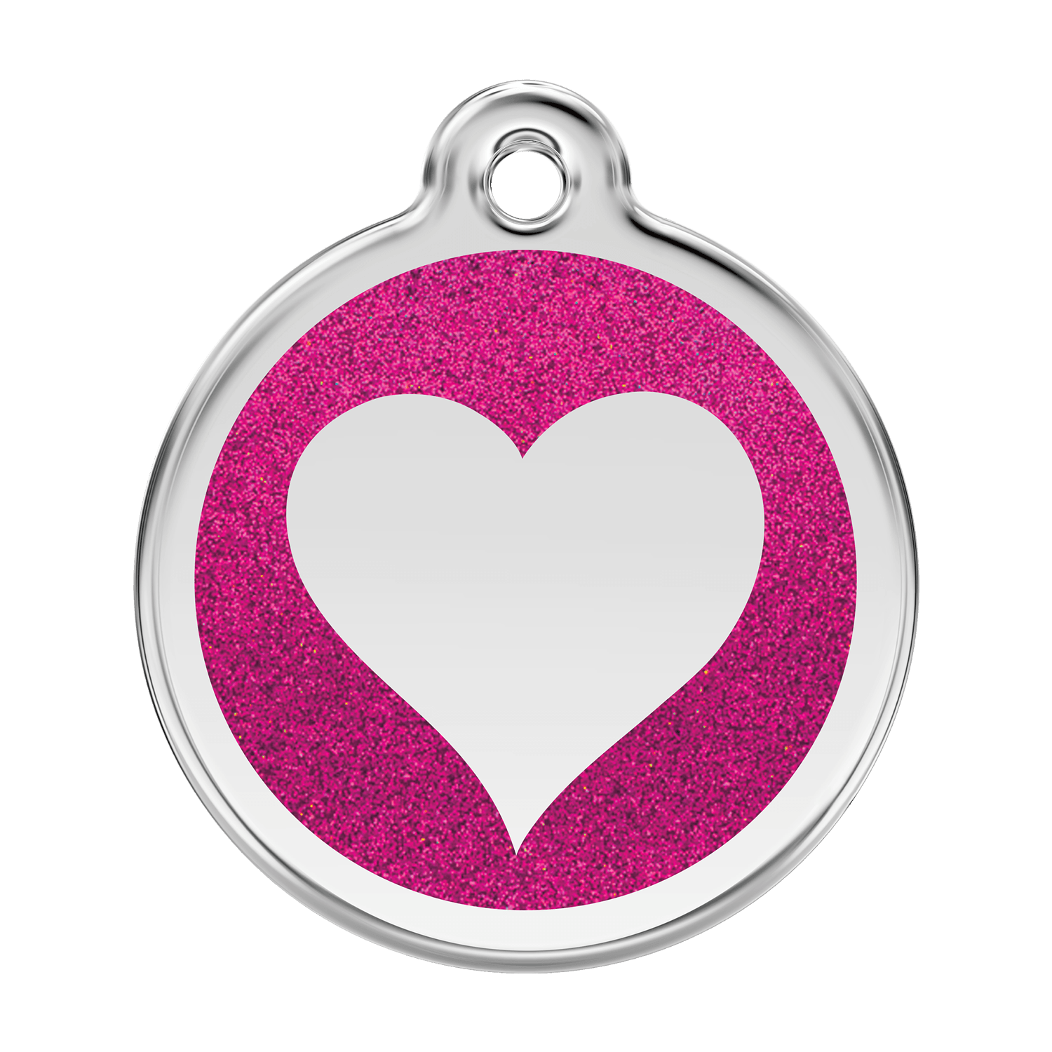  Red Dingo Glitter Engraved Dog Tag Heart Hot Pink