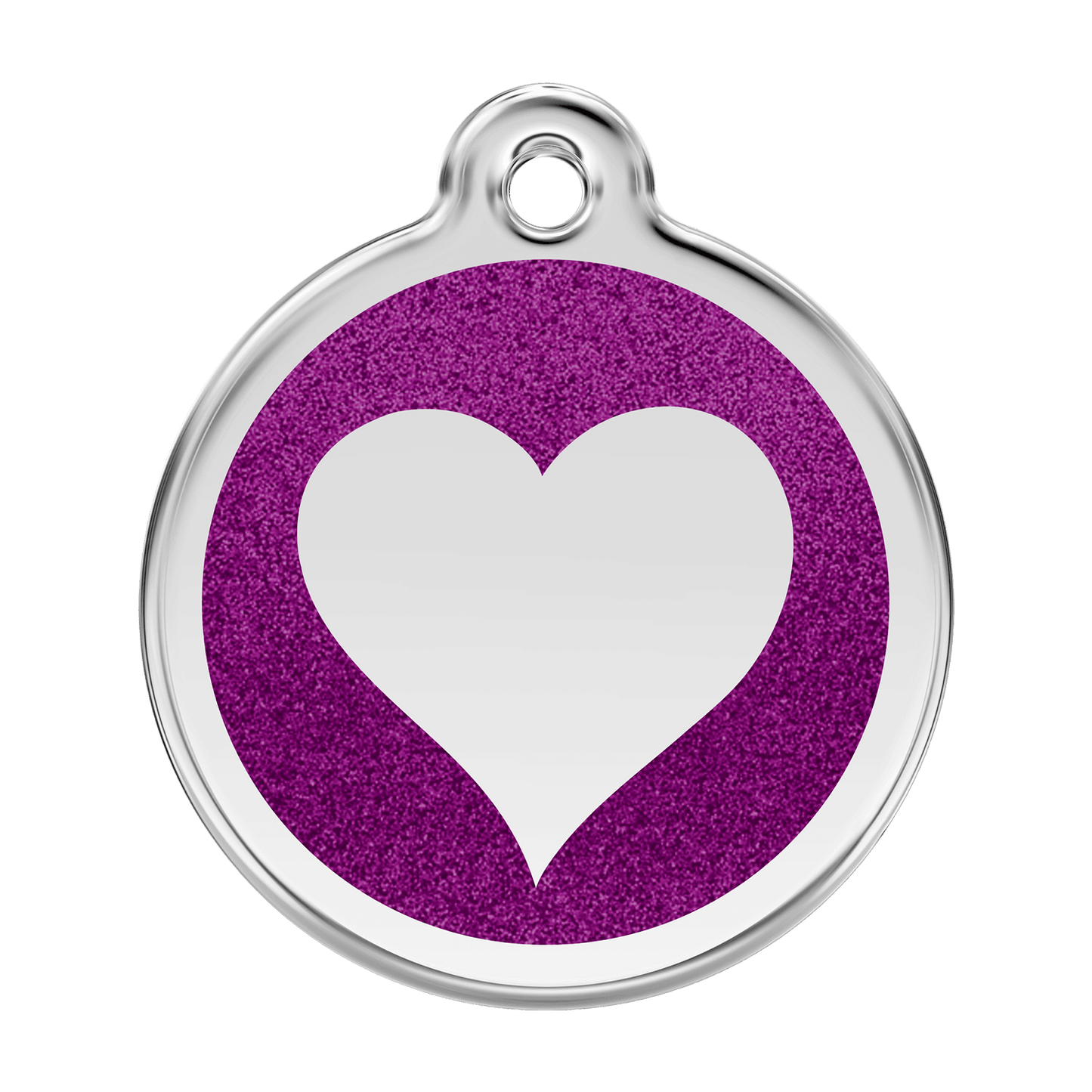  Red Dingo Glitter Engraved Dog Tag Heart Purple