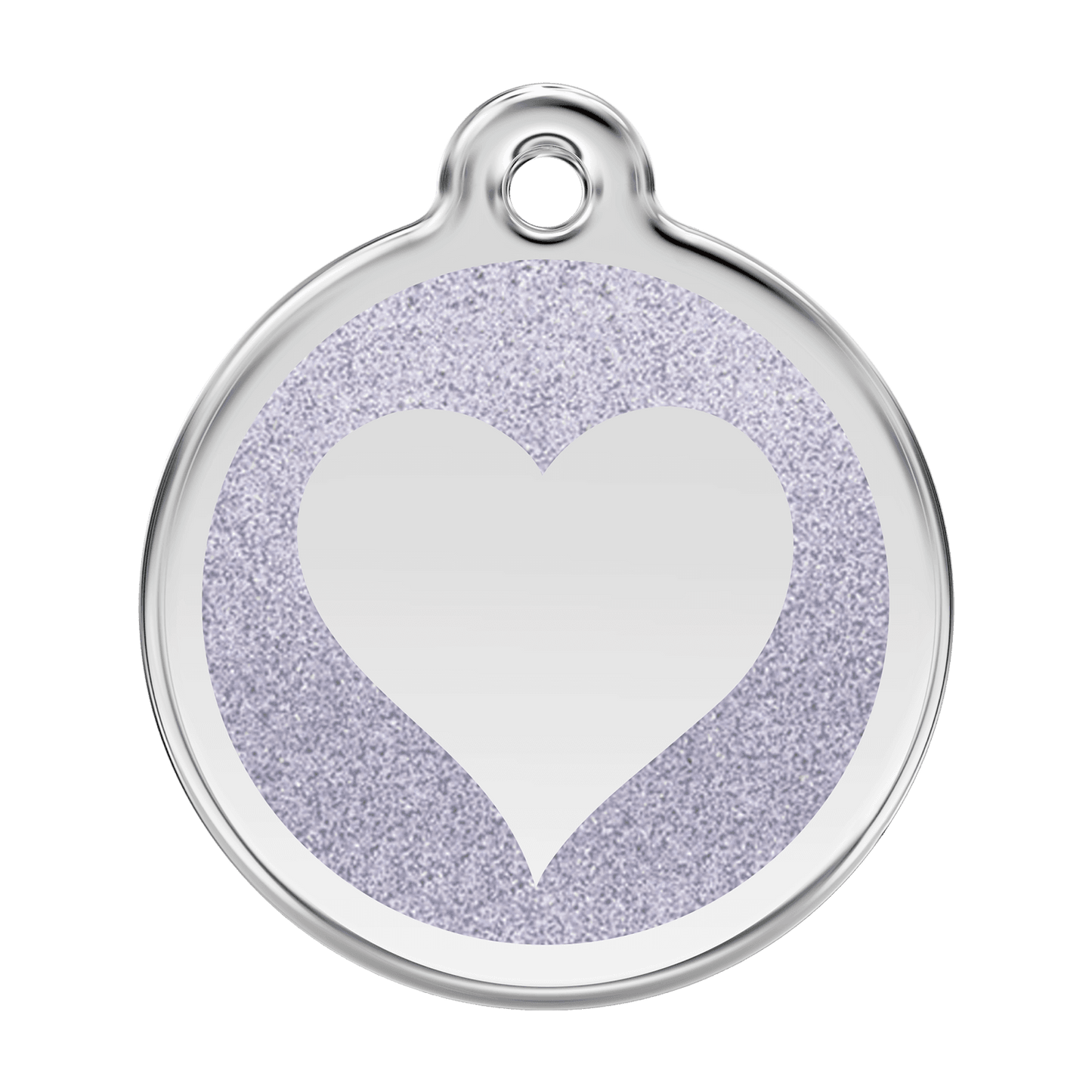  Red Dingo Glitter Engraved Dog Tag Heart Silver