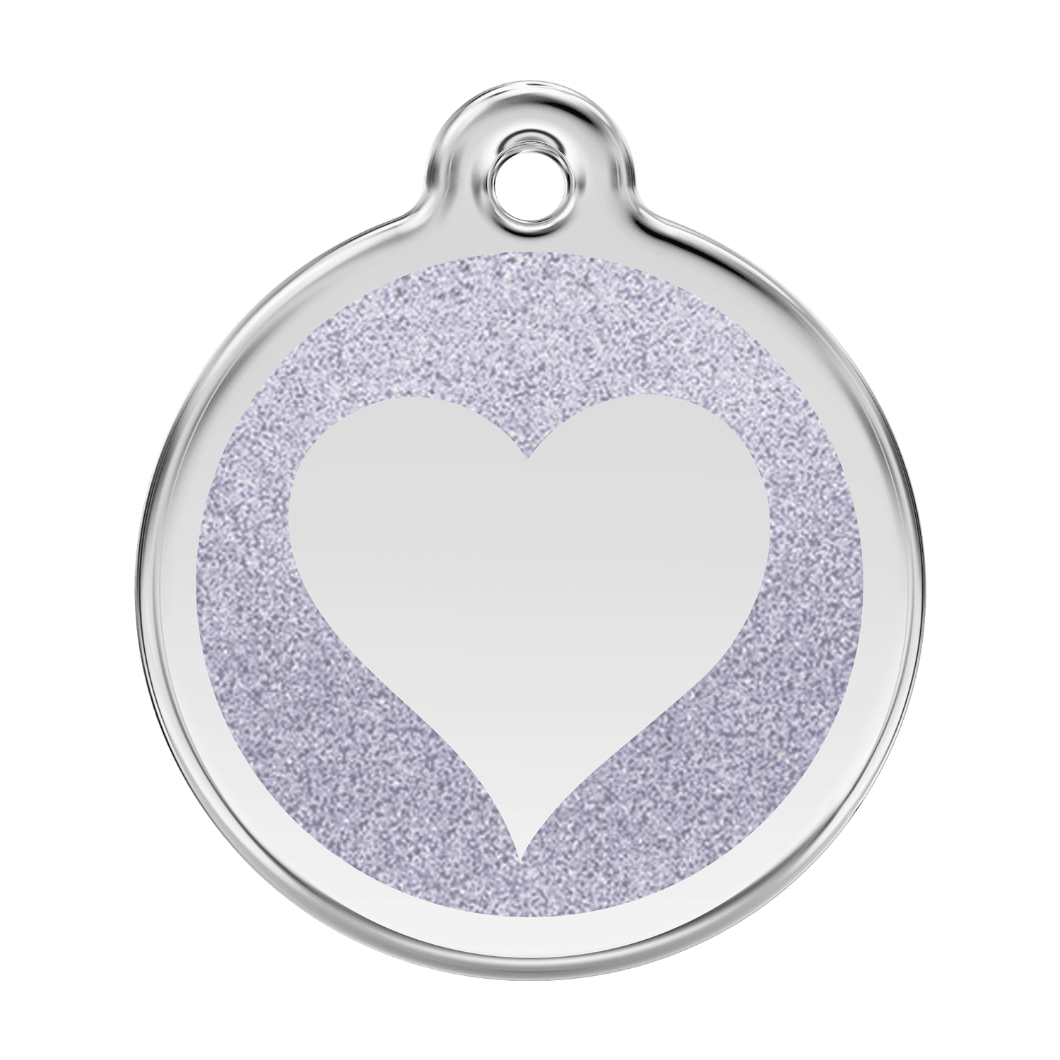  Red Dingo Glitter Engraved Dog Tag Heart Silver