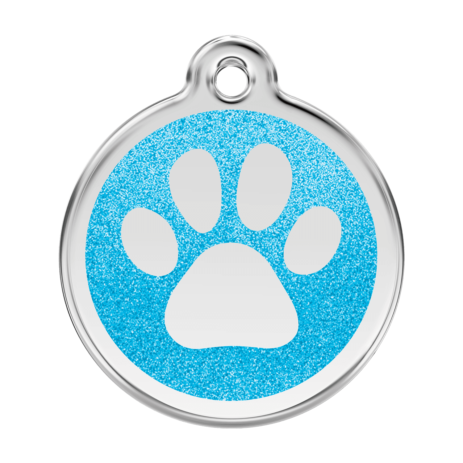  Red Dingo Glitter Engraved Dog Tag Paw Print Aqua