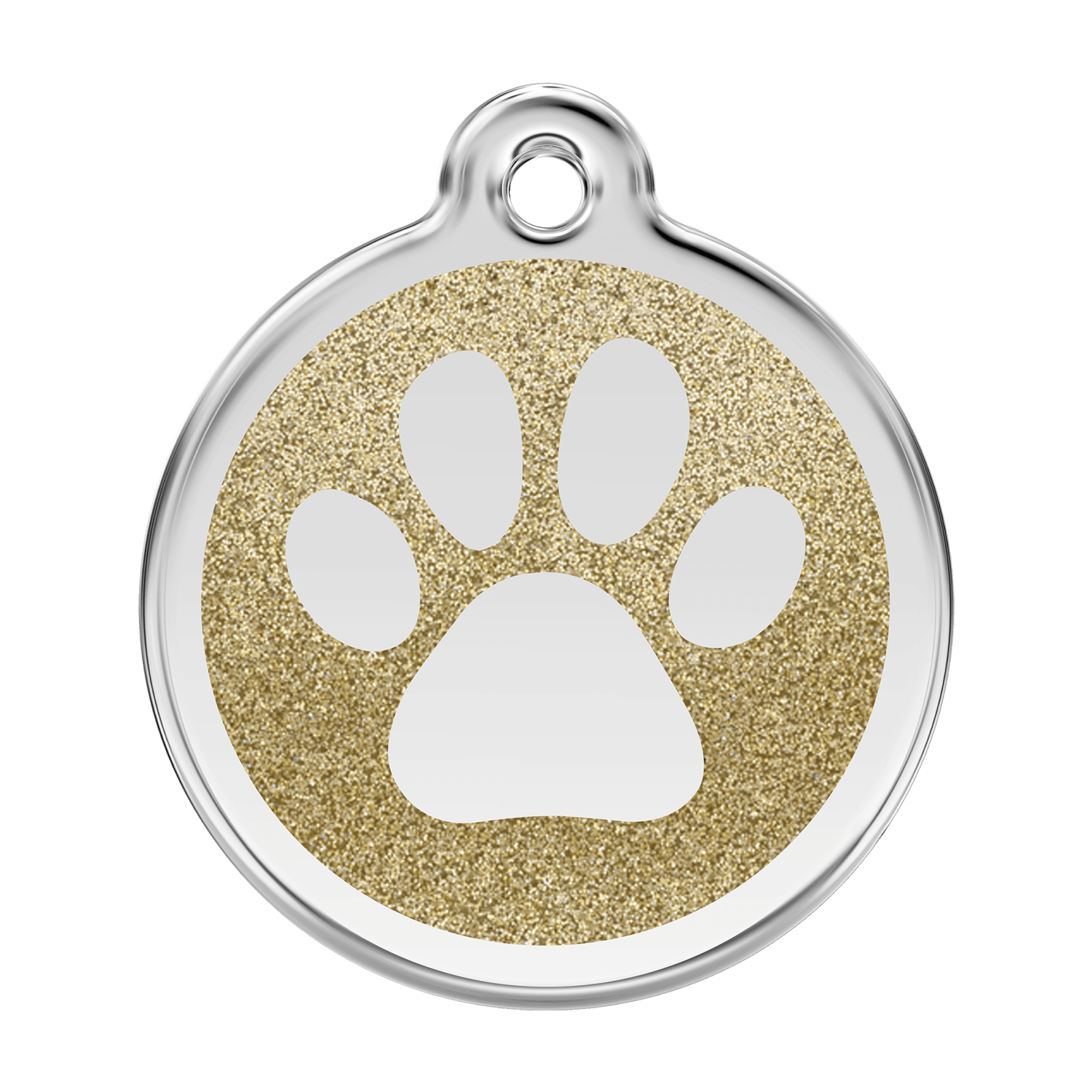  Red Dingo Glitter Engraved Dog Tag Paw Print Gold