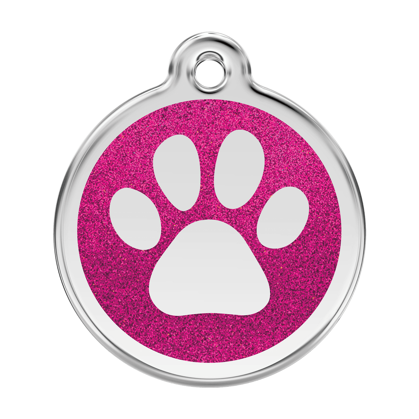  Red Dingo Glitter Engraved Dog Tag Paw Print Hot Pink