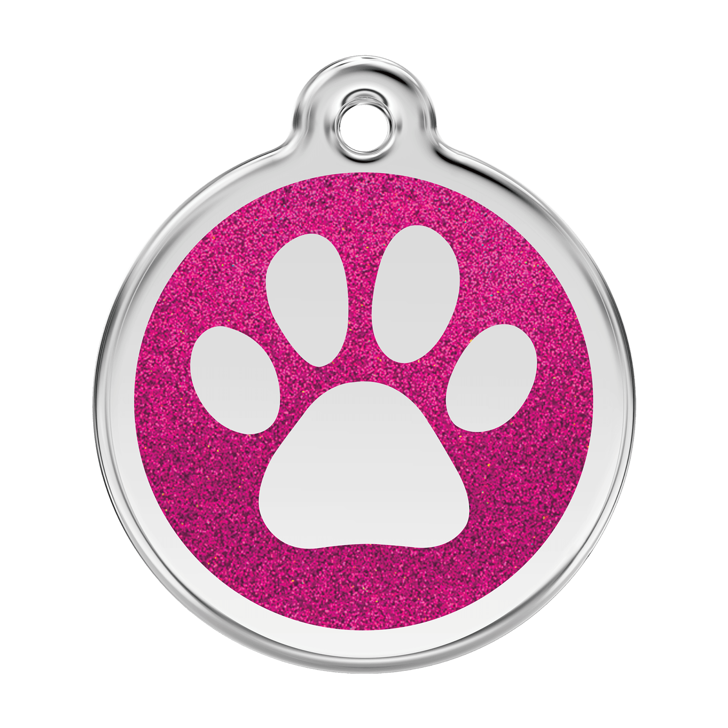 Red Dingo Glitter Engraved Dog Tag Paw Print Hot Pink