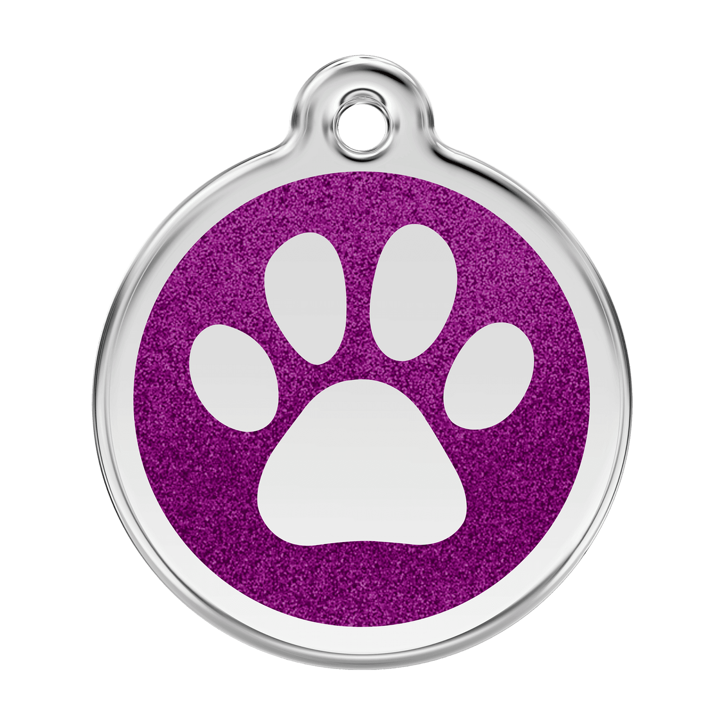  Red Dingo Glitter Engraved Dog Tag Paw Print Purple