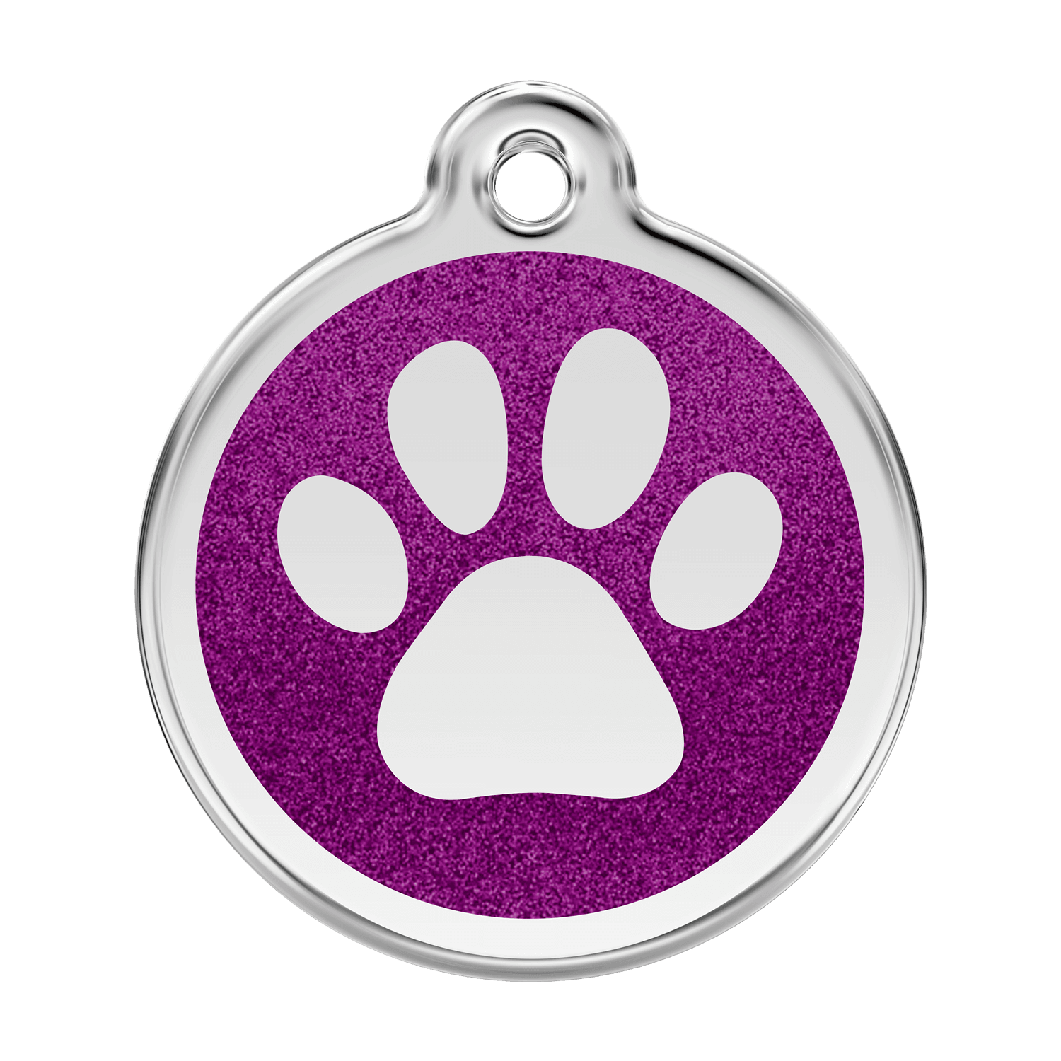  Red Dingo Glitter Engraved Dog Tag Paw Print Purple