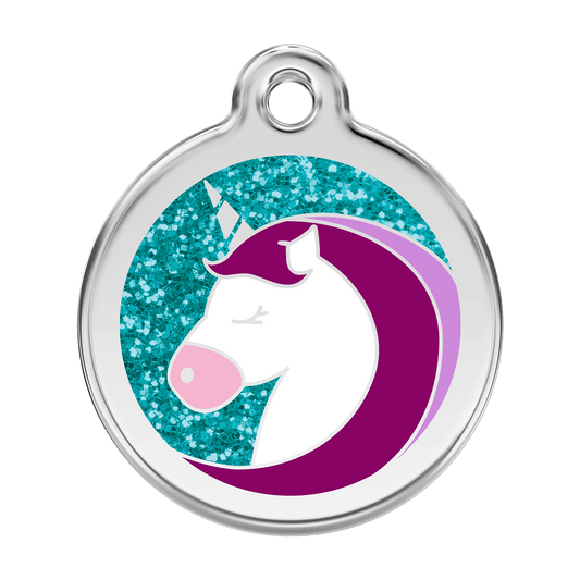  Red Dingo Glitter Engraved Dog Tag Unicorn Aqua