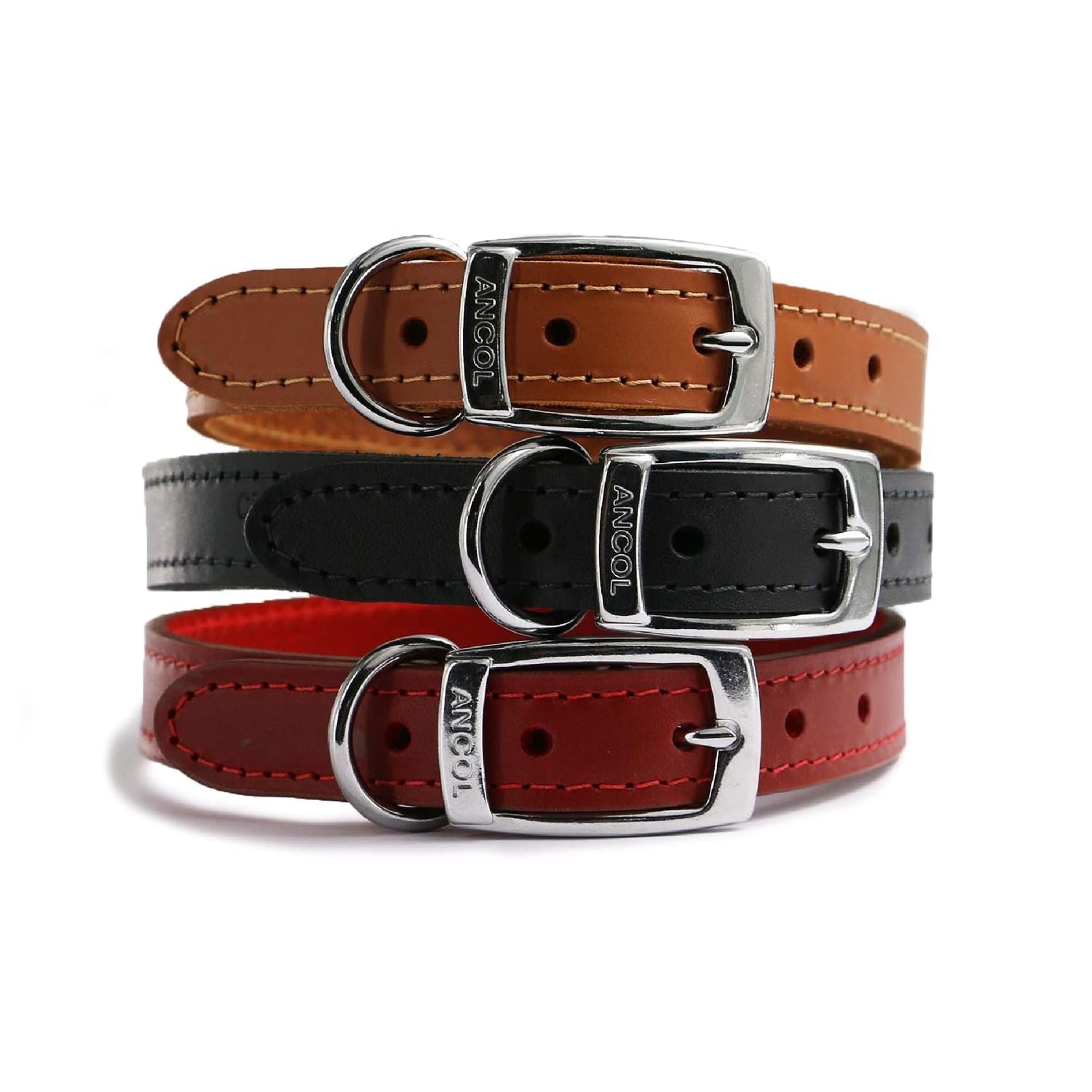  Ancol Heritage Classic Red Leather Dog Collar