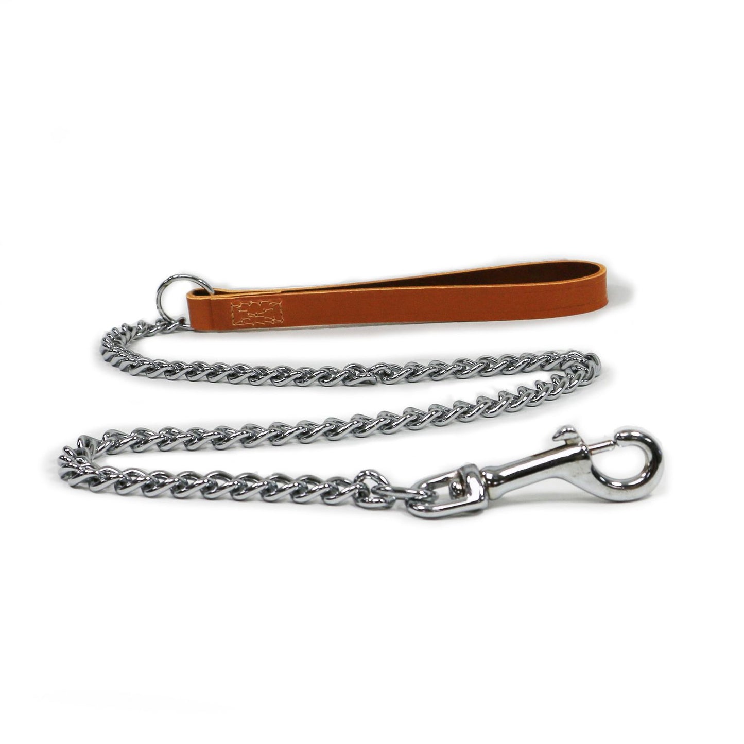  Ancol Heavy Chain Lead With Leather Handle Tan 90cm