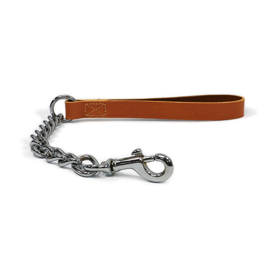  Ancol Heritage Extra Heavy Chain Lead With Leather Handle Tan 50cm
