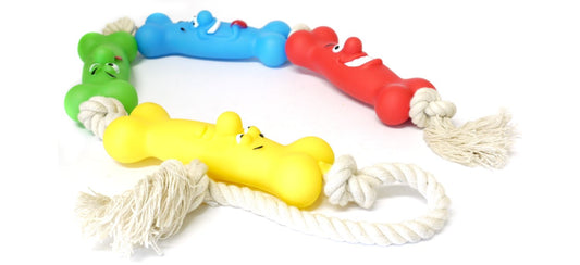  Classic Vinyl Bone On A Rope Tug Toy 680mm