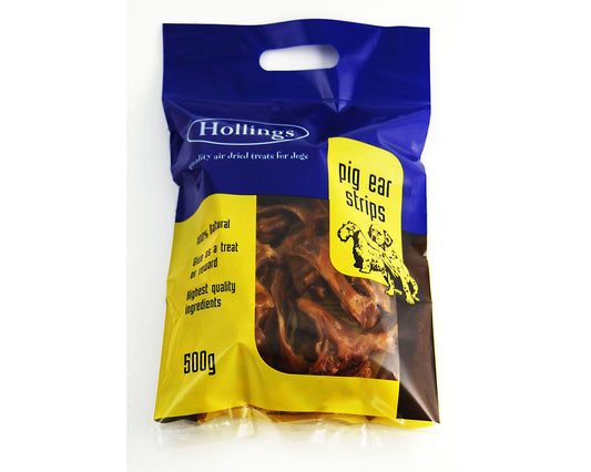  Hollings Pig Ear Strips Dog Treats - 500g