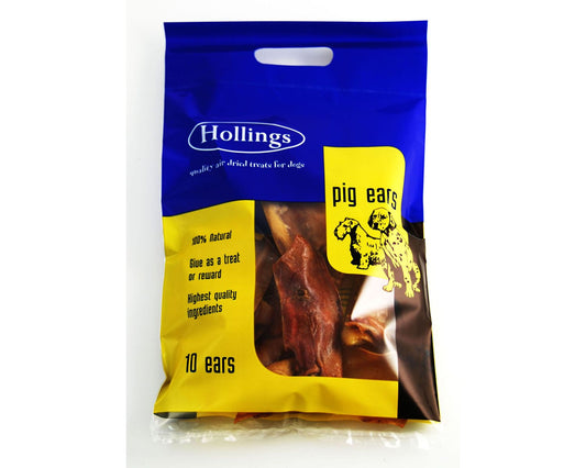  Hollings Natural Pig Ears Dog Treat 10 Pack