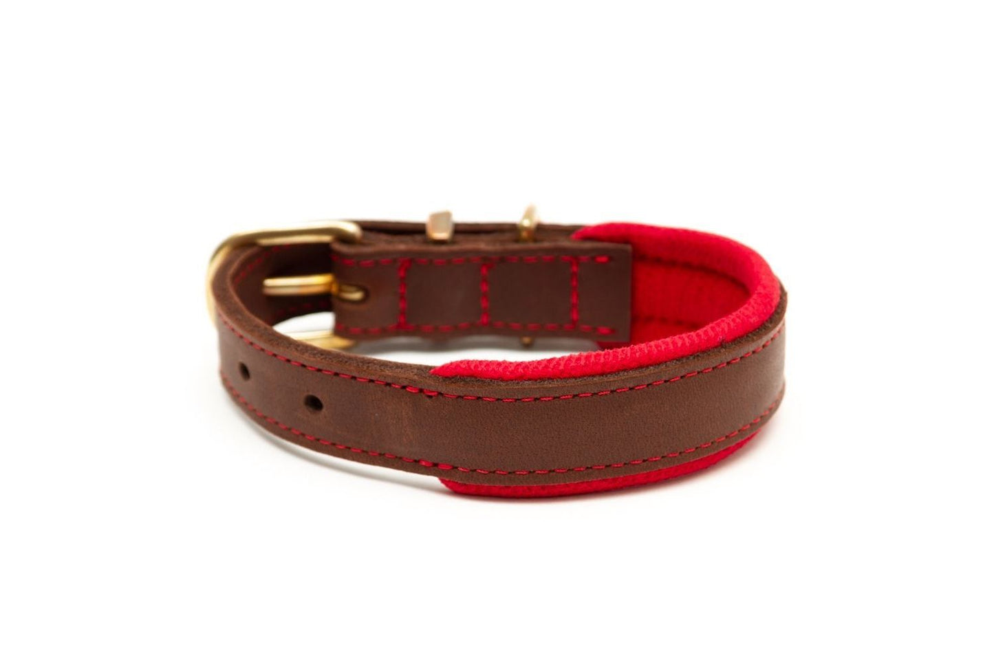  Great&Small Hawkhurst Leather Padded Dog Collar In Red