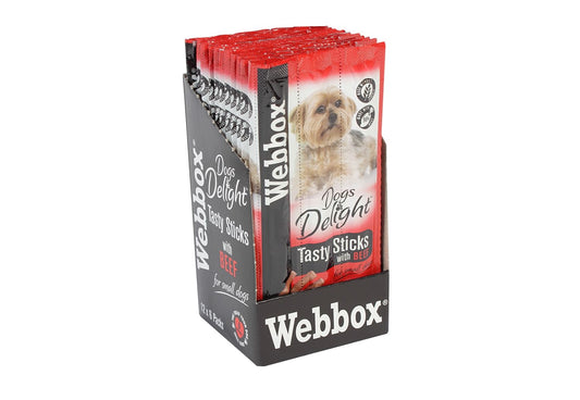  72 X Webbox Dogs Delight Tasty Beef Sticks