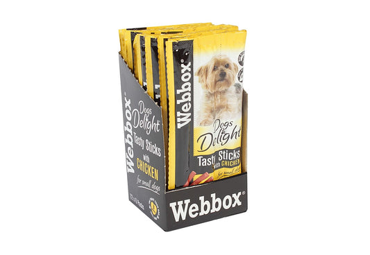  72 X Webbox Chewy Dogs Delight Tasty Dog Sticks Chicken