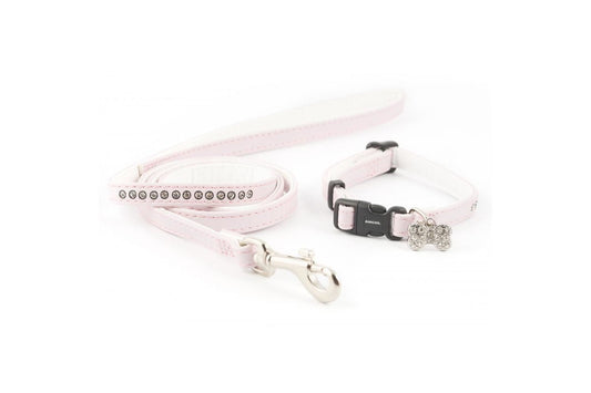  Ancol Jewelled Puppy Collar & Lead Pink Set