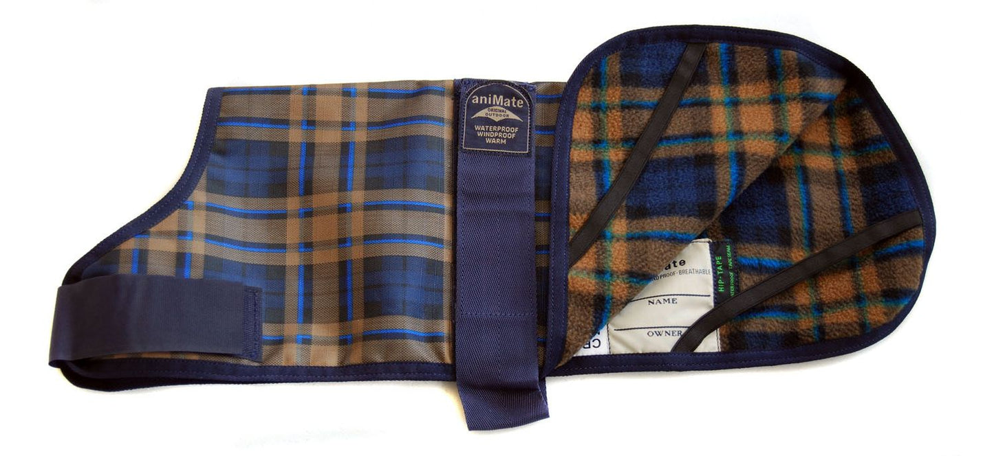  AniMate Waterproof Camel Watch Tartan Fur Lined Dog Coat