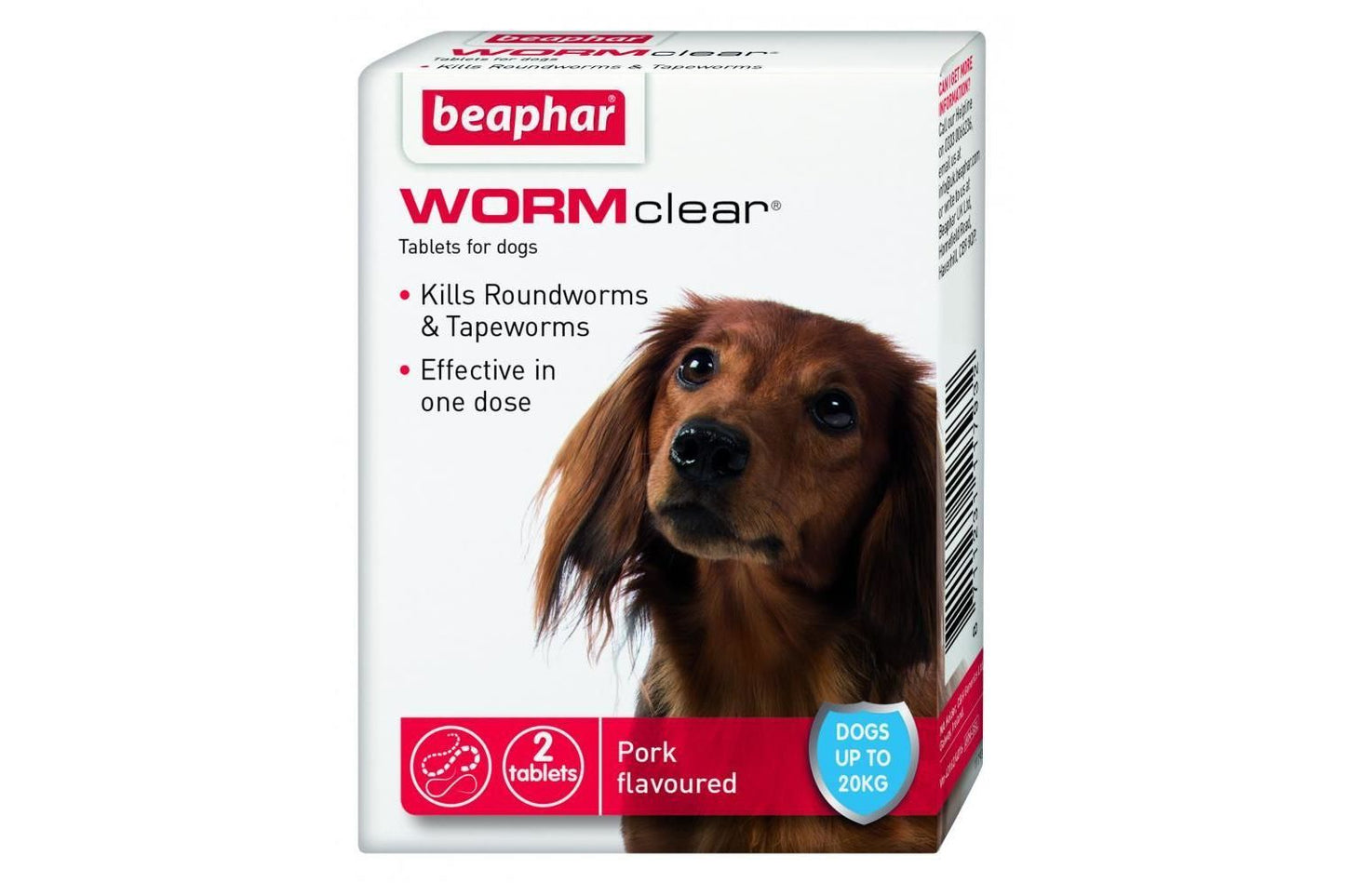  Beaphar WORMclear Dog Up To 20kg 2 Tablets