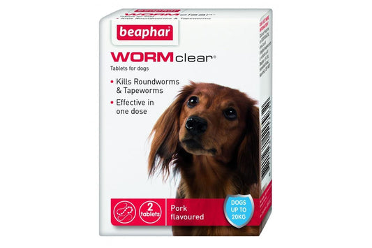  Beaphar WORMclear Dog Up To 20kg 2 Tablets