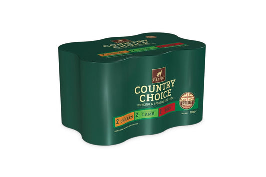  6 X 1200g Gelert Country Choice Beef Chicken & Lamb Wet Working Dog Food Variety Pack