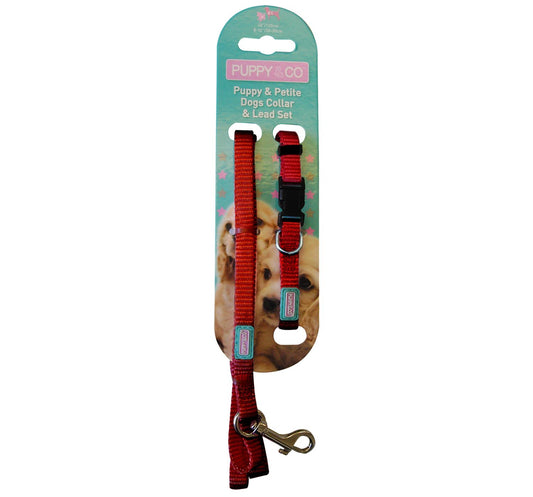  Pup & Co Red Puppy Collar & Lead Set (120cm)