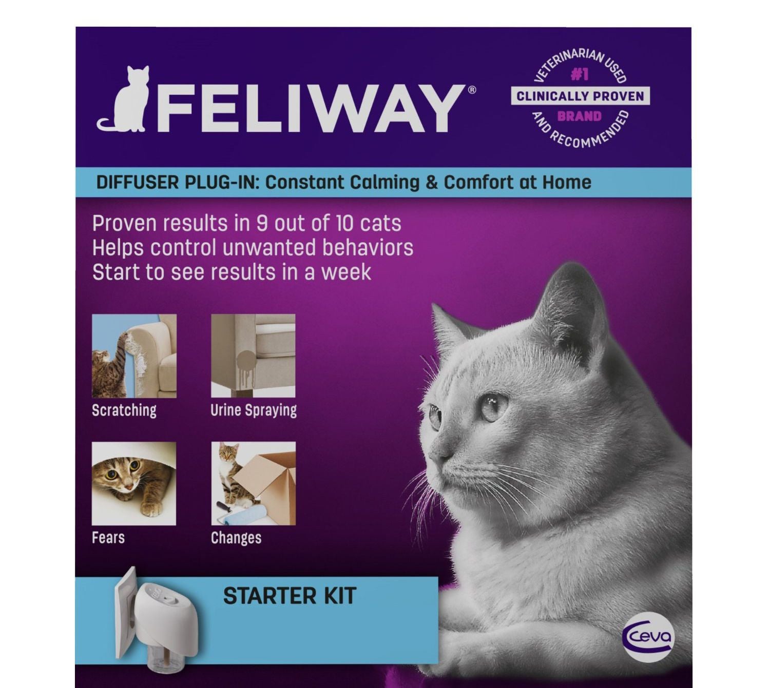  Feliway Cat Calming Starter Pack (Classic Diffuser And 48ml Refill)