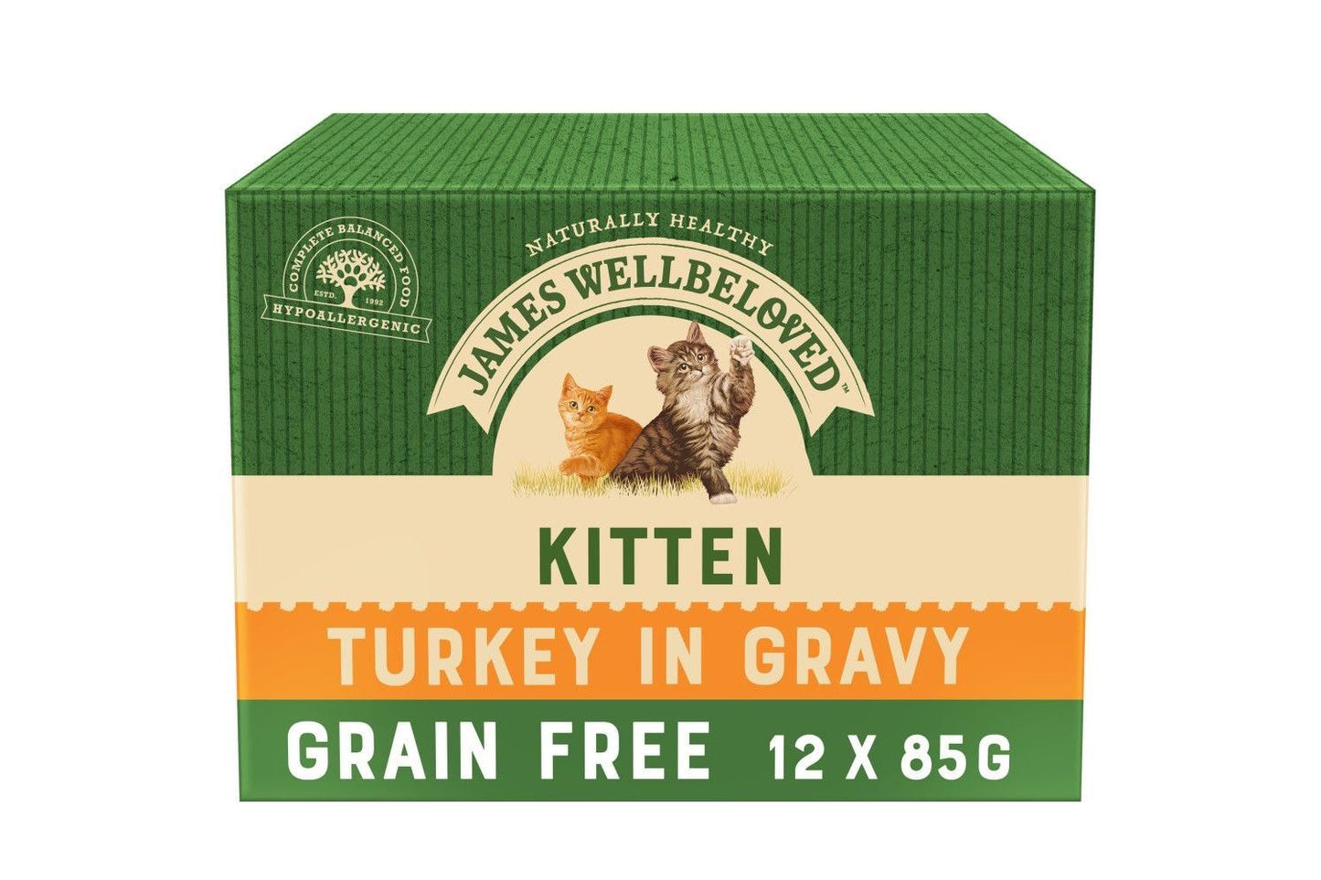 James Wellbeloved 12 X Ames Wellbeloved Grain Free Turkey Wet Kitten Food 85g