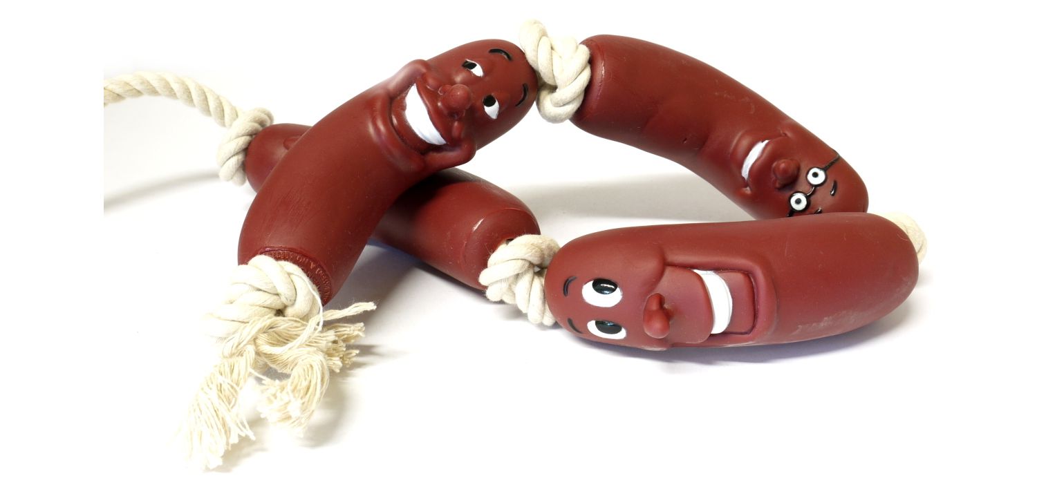  Classic Vinyl Sausage On A Rope Tug Toy 660mm