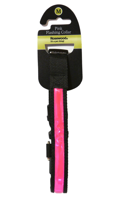  Rosewood Premium Pink Flashing Dog Collar