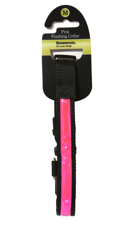  Rosewood Premium Pink Flashing Dog Collar