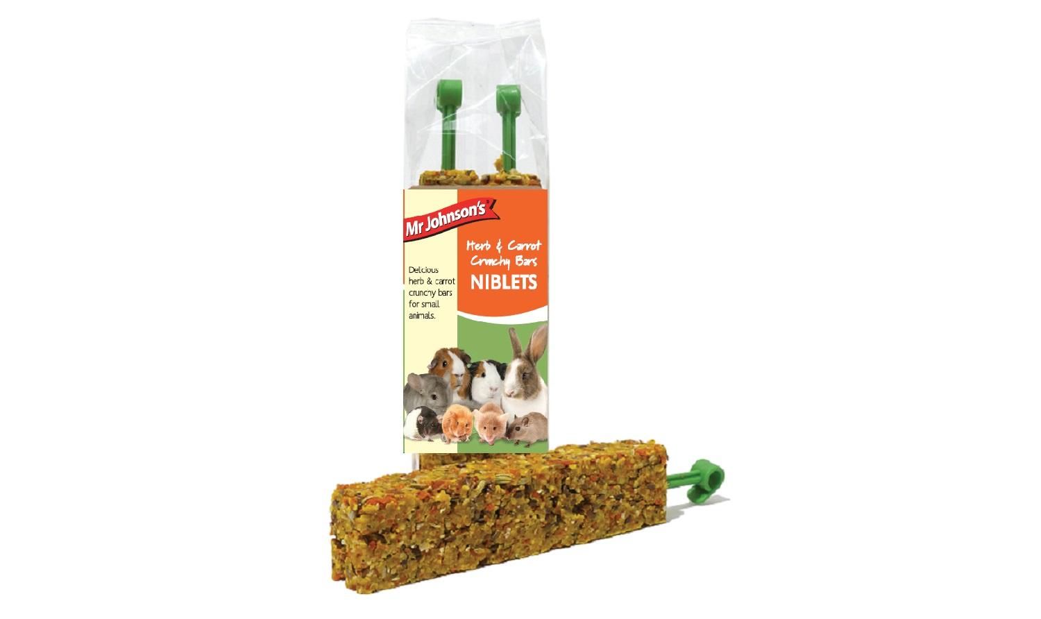  8 X Mr Johnsons Herb & Carrot Crunchy Niblets Bar 120g