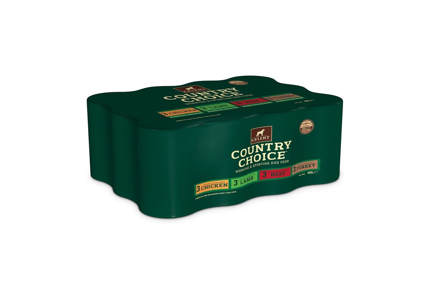  12 X Gelert Country Choice Meat-In-Jelly Wet Dog Food Variety Pack 400g