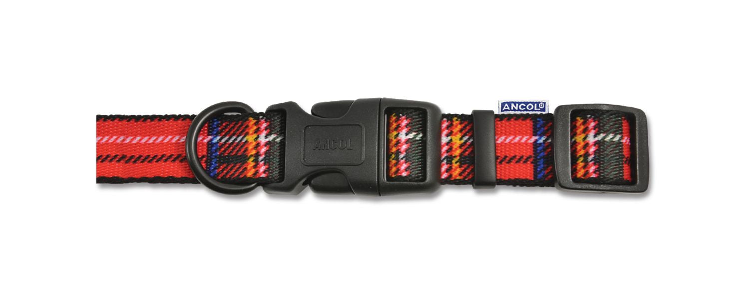  Ancol Heritage Adjustable Tartan Red Dog Collar