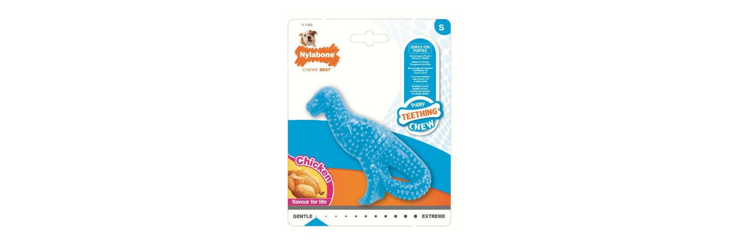  Nylabone Puppy Teething Chew Textured Dino Chicken Small