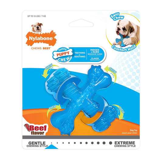  Nylabone Puppy Teething Chew Textured Crossbone Beef X Small